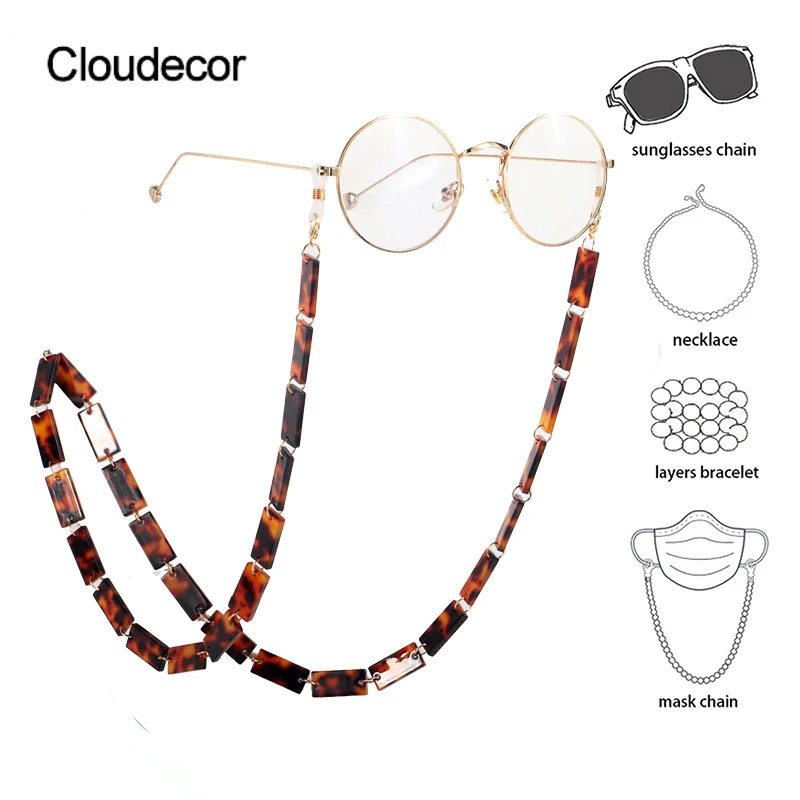 

Acetate Chain Eyewear Glasses Strap Necklace Eyewear Anti-Slip FaceMask Lanyard Chain New Fashion Leopard Eyeglasses Accessories
