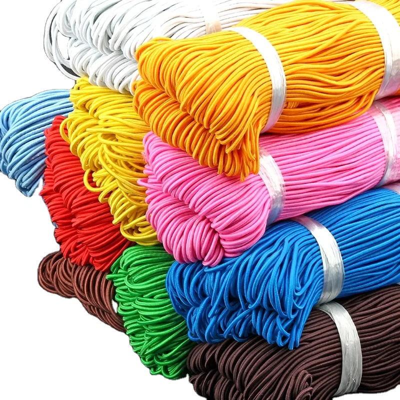 

Round Elastic Cord mm or 2 mm 2.5 mm or 3 mm high strength colorful round elastic cord rope rubber latex for clothes, White.black ,color card , custom color