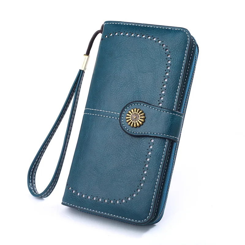 

Best Selling Female Wallet New Oil Wax Leather Handbag Retro Zipper Mobile Phone Bag With Multiple Card Slots For Women, Colors