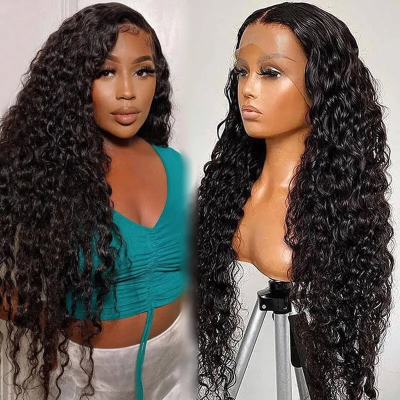 

Live Streaming Flash Sale Water Wave Full lace Front Human Hair Wig 180% Density Wig