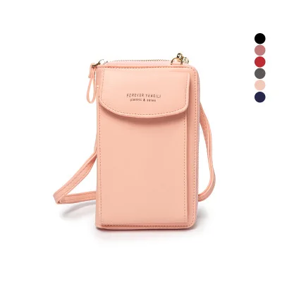 

OEM luxury pu leather handbags for women fashion vintage small purse clutch bag mini wallet phone bags with long straps, 9 colors for option