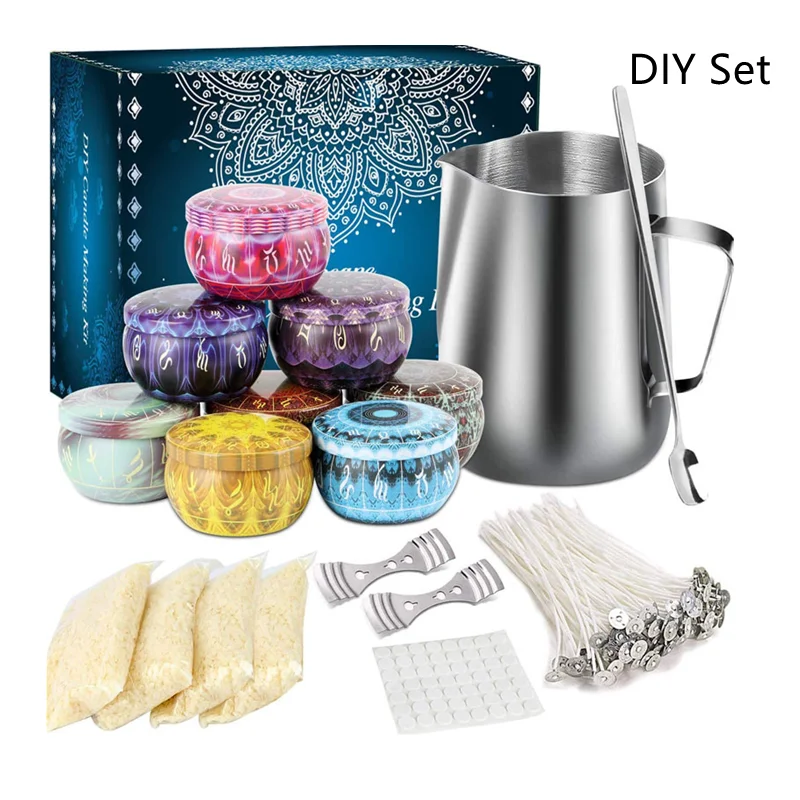 

Christmas DIY Gift Handmade Full Set Fragrance Oils Pouring Pitcher Tins Wicks Sticker Candles Making Kit