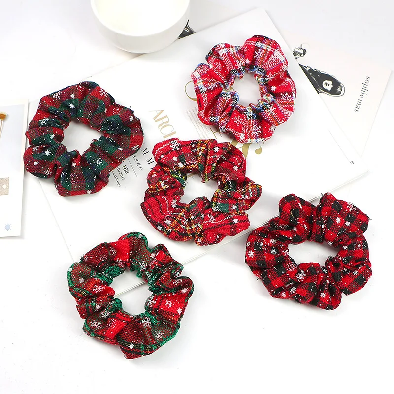 

Free shipping fashion hair scrunchies for Christmas printed elastic hair band ponytail holder hair accessories for women/girls, Picture