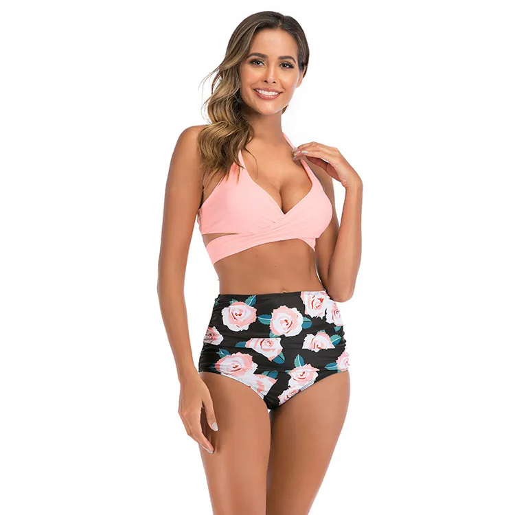 

2021 New Sexy Strappy Bikini Amazon Split Swimsuit High Waist Swimsuit, Customized color