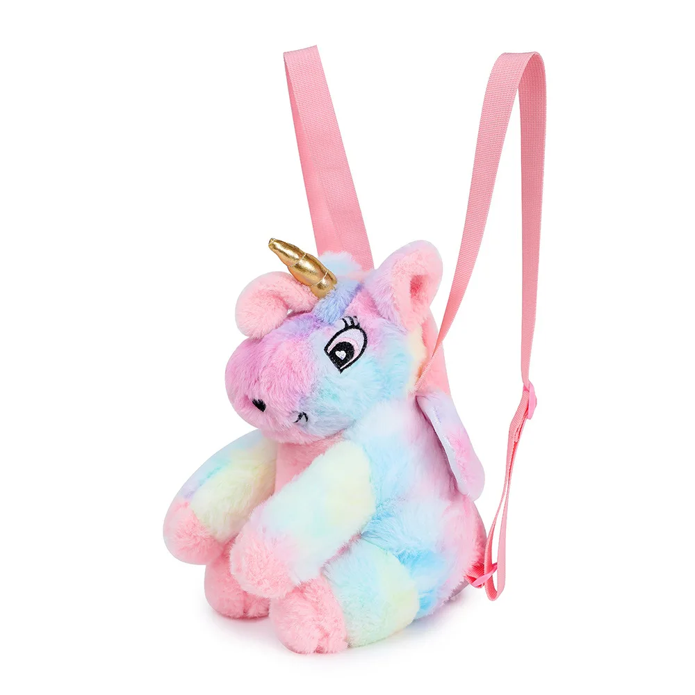 

JANHE unicornio mochilas para ninos Plush Cute Small 3D satchel beg Backpack Toddler Unicorn Fur Doll Bag Kids Back Pack