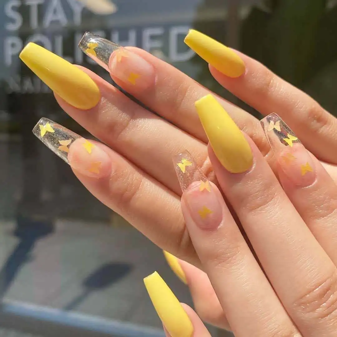 

24 pcs butterfly pattern press on nails 2021false nails with a glue set