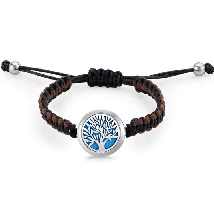 

Essential Oil Locket Aromatherapy Leather Diffuser Bracelet Stainless Steel Bracelet, Black, red