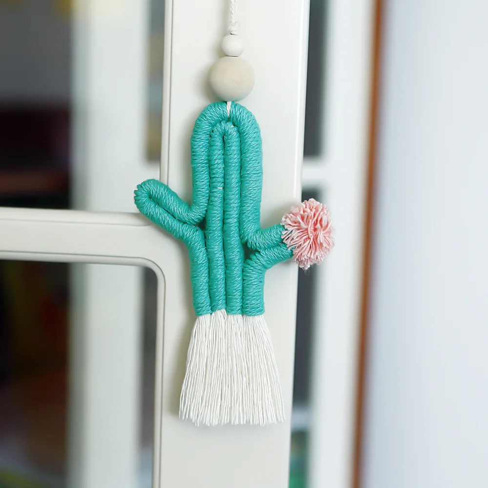 

Nordic Handmade Mini Cactus Woven Macrame Woven Wall Hanging Nursery Tapestry Boho Decor Girls Kids Room Decoration Crafts