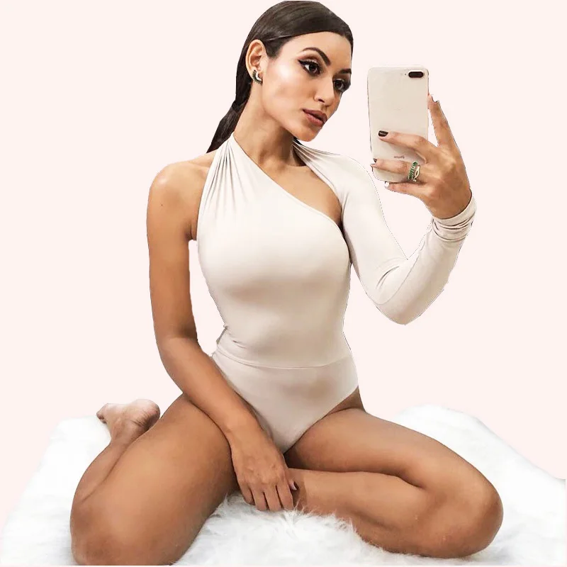 

KEYIDI OEM Trendy Sexy one shoulder backless Milk Silk Women Bodysuit