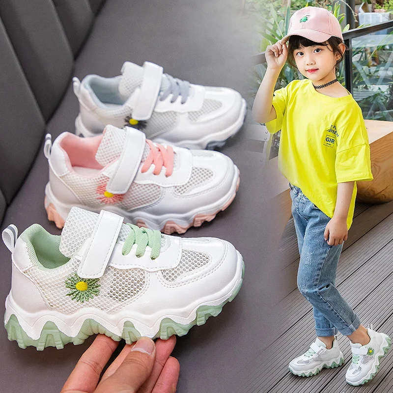 

2021 New Summer breathable Children Sport Shoes Girls Boys Casual Shoes Fashion Soft Mesh Non-slip Sneakers for Kids size 26-37