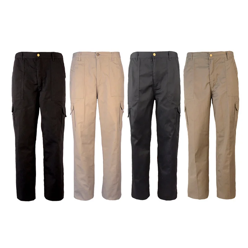 

In Stock Available Heavy-duty Button Fly Cargo Six Pockets Work Pant For Men Working, Black/navy blue/brown/khaki/gray/army green
