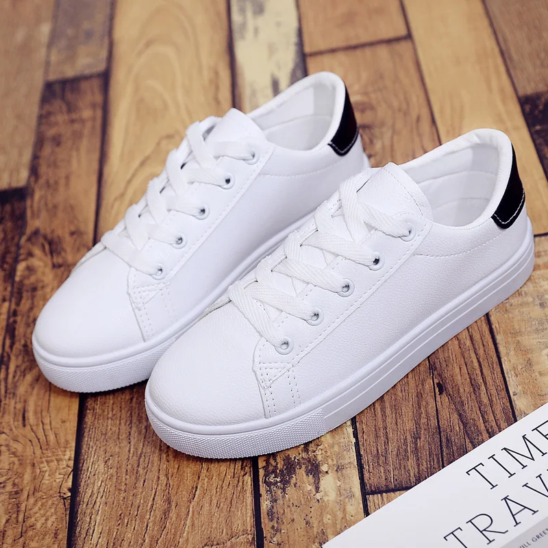 

In Stock Wholesale Custom Green Tail Breathable Comfortable High Quality Leather Ladies White Casual Shoes