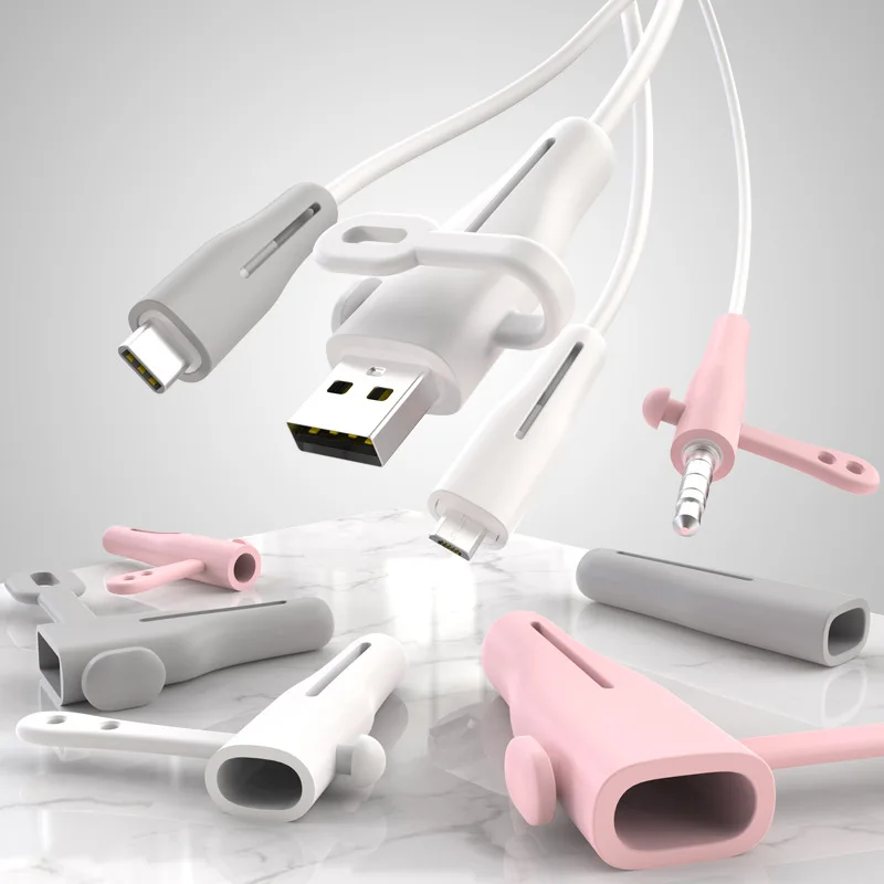 

For-Apples data cable protection cover silicone anti-break earphone cable protector charging cable winding device