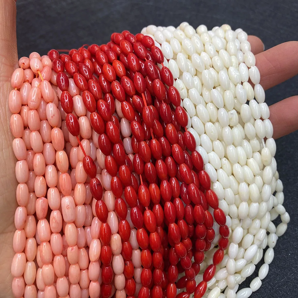 

Factory direct sales 2*4mm 3*6mm oval synthetic coral beads Wholesale dyed color red coral beads for jewelry making