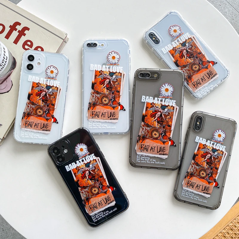 

Cute Fashion Daisy Phone Case For IPhone 12 11 Pro X XR XS Max 7 8 Plus SE 2020 Luxury Soft Painting Letter LableFundas Cover