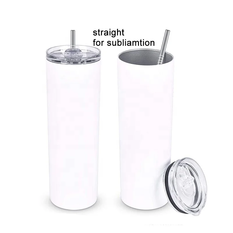 

Wholesale White 30Oz Skinny Straight Double Wall Stainless Steel Sublimation Blanks Tumbler With Metal Straw