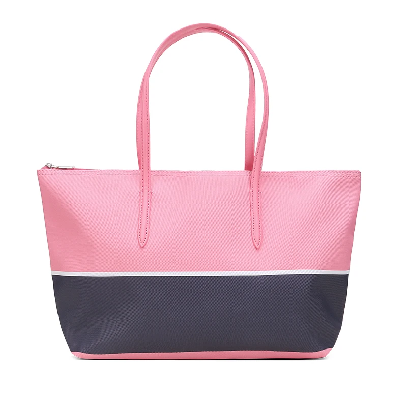 

Hot Sell Factory Handbag Women Soft Leather Contrast Color Waterproof Big Capacity Stripe Tote Shopping Handbags, Customized color