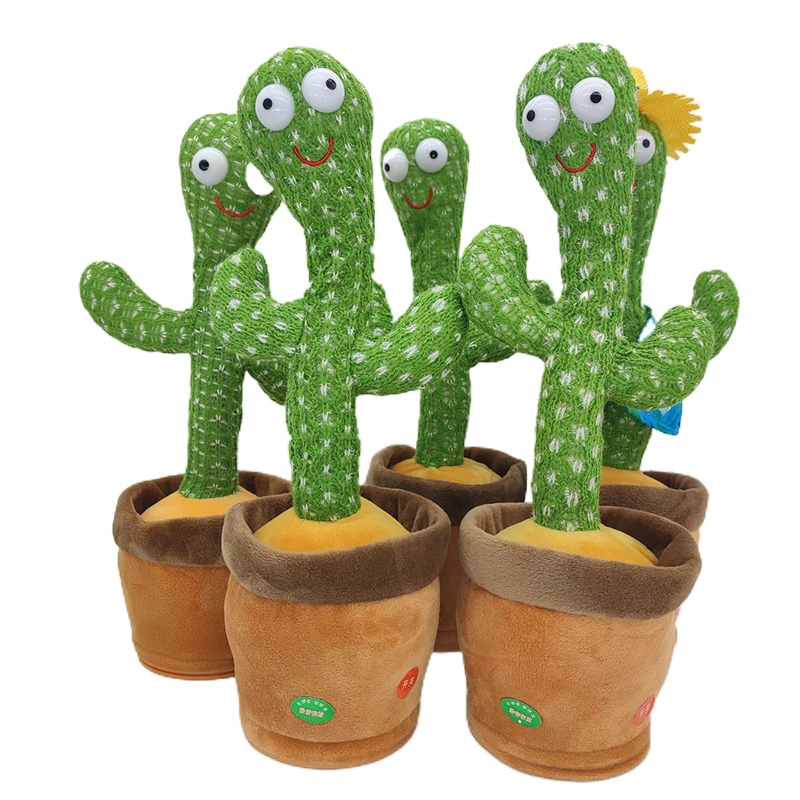 Hot Sale English Plush Dancing Music Cactus Toy Custom USB Charging Electric Repeat Singing Dancing Cactus Doll