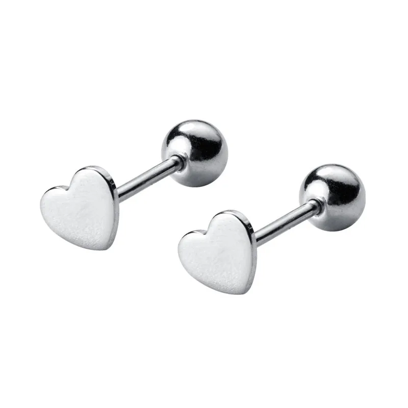 

925 sterling silver minimalist heart glossy stud earrings women gifts daily wear