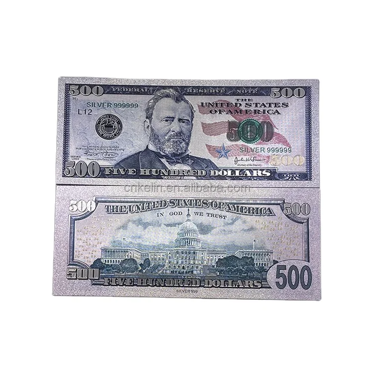 

New America ex-president 500 dollars money bill collection silver foil plated banknote in stock
