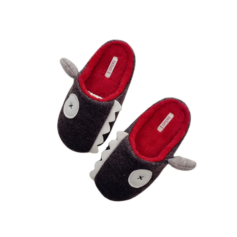

New Warm Plush slippers shark warm cotton slippers winter cute shark indoor home slippers, As picture