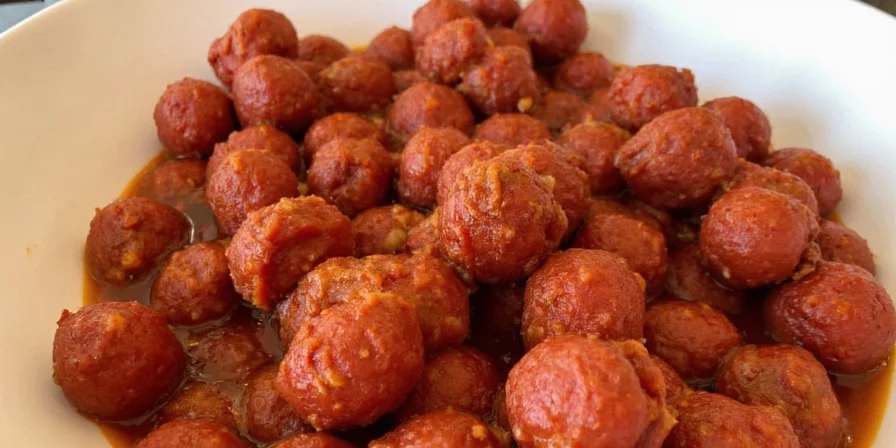 Bowl of rich chili with chorizo slices on top