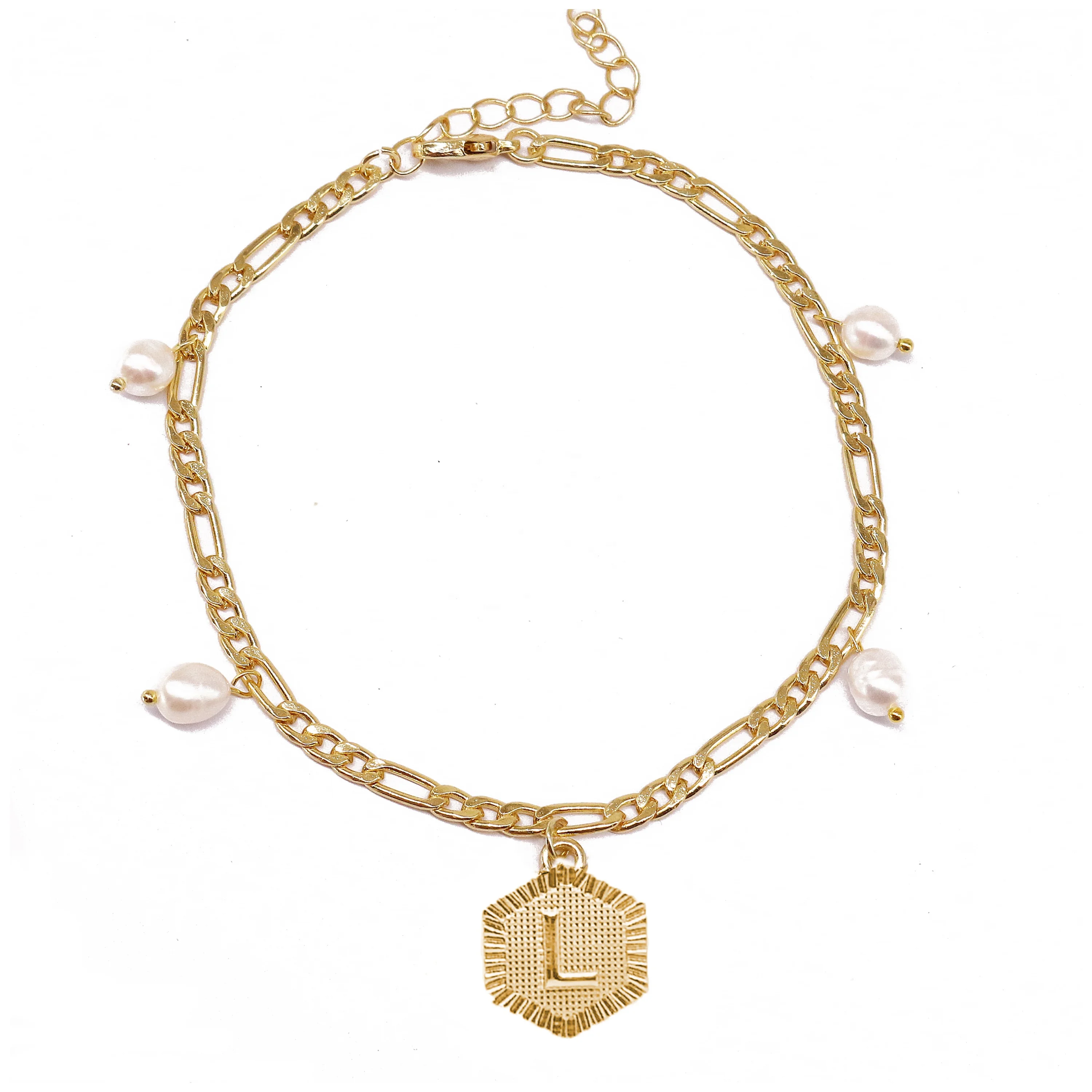

Gaby Initial letter bracelet gold Plated Personalized alphabet anklet jewelry, Silver /gold color