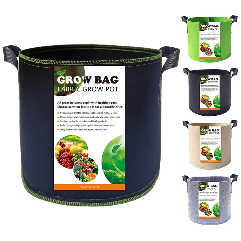 

Heavy Duty Thickened Nonwoven Aeration Fabric Pots Plant Grow Bag with Reinforced Handles for Gardening, Customized color