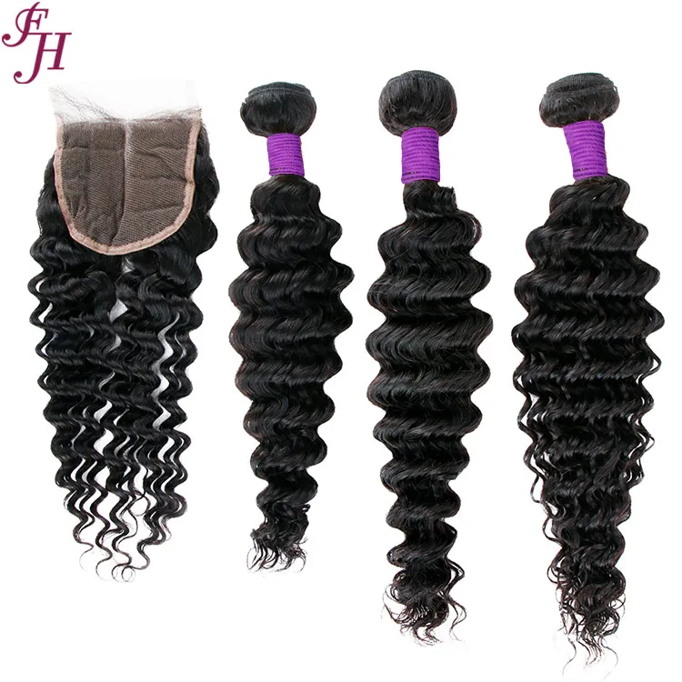 

FH wholesale cheap remy hair bundles 4x4 transparent lace closure raw virgin human hair closure with 3 bundles