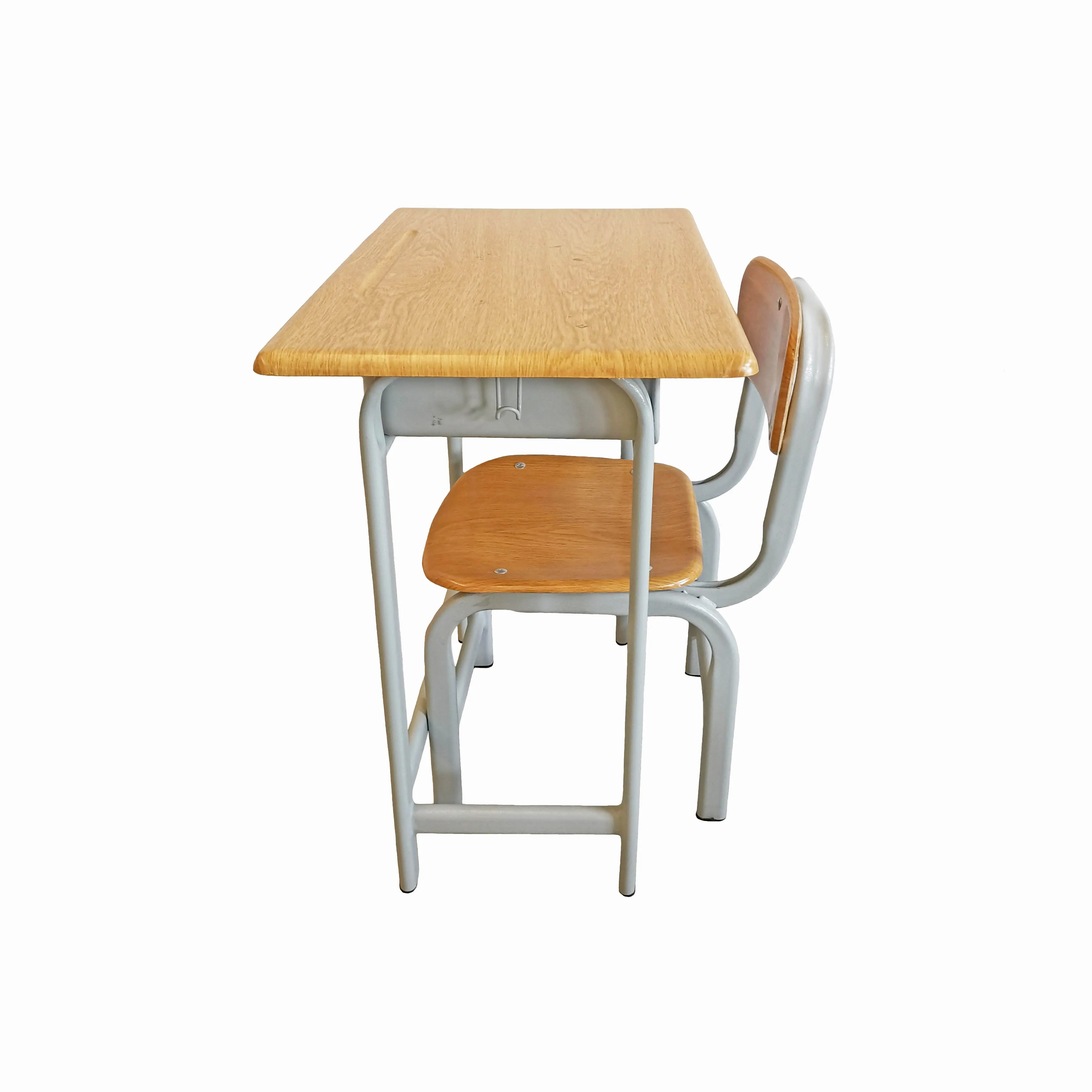 Popular School Furniture Single Study Desk And Chair Fixed Height