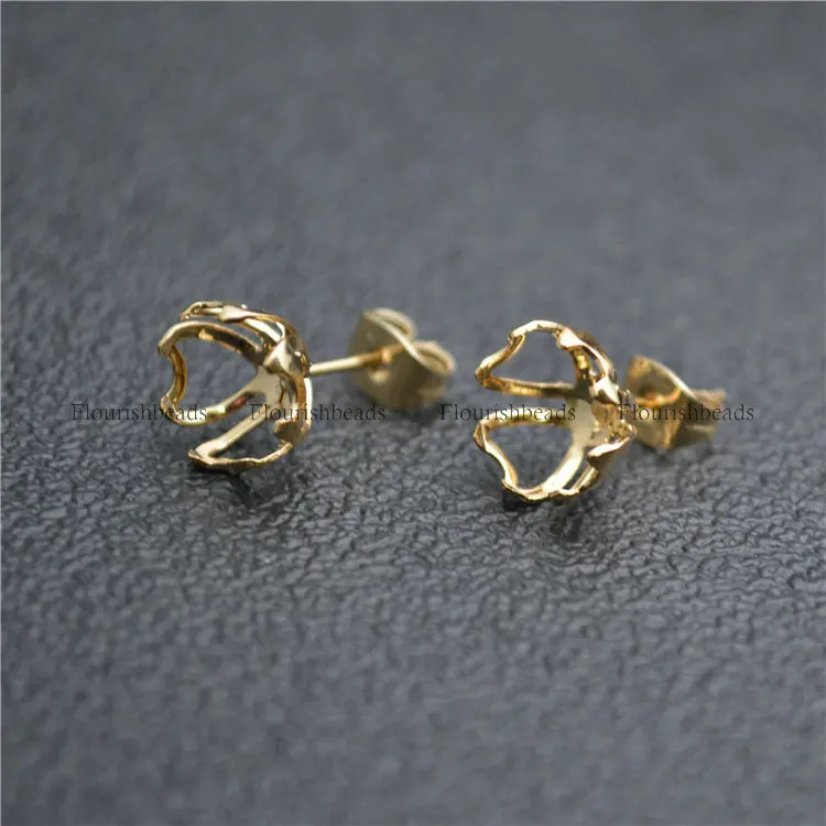 

18k Gold plating Anti-fading Flower Petal Metal Stud Earring Pins with a loop fit Dangle Earrings Making