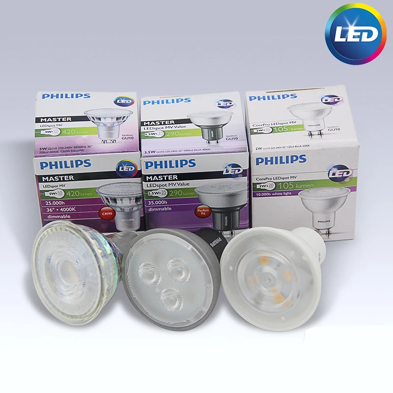 Philips  LED Lamp GU10 MR16 LED Bulb 2W 3.5W 5W 220V Lampada LED Condenser lamp Diffusion Spotlight Energy Saving Home Lighting