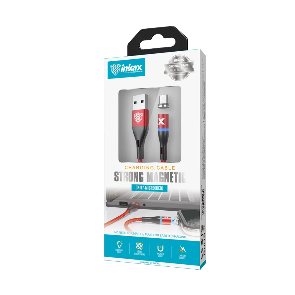 2020 New Hot sale inkax CK-97-MICRO USB Cable 1M 2.4A Strong Magnetic Charging Cable Metal Connector Braid Jacket - ANKUX.COM