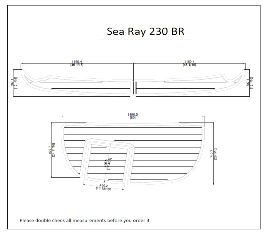 

Sea Ray 230 BR Swim Platform Pad 1/4" 6mm Marine Boat EVA Teak Decking
