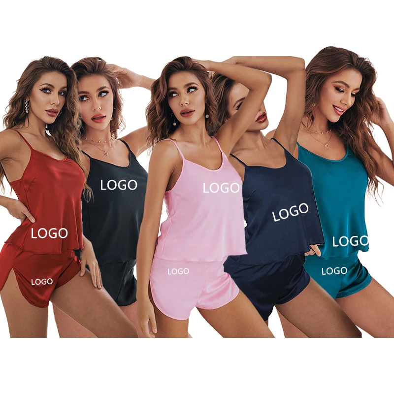 

New arrival hangzhou summer cool sleeveless satin short pajamas women