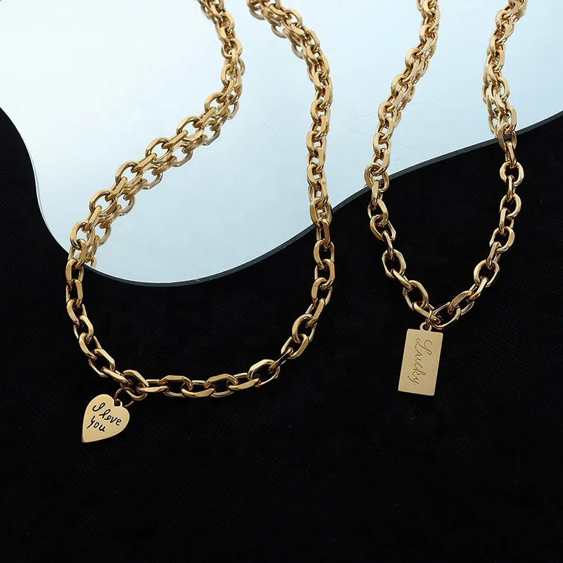 

non tarnish stainless steel necklace chunky gold chain