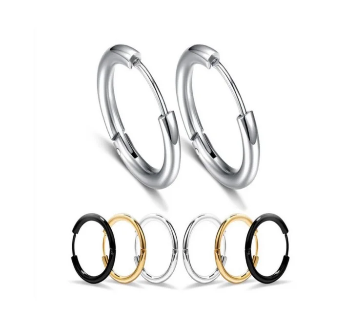 Men's Stainless Steel Simple Personalized Earrings Titanium Steel Earrings Circle Gold Earrings 18k Female