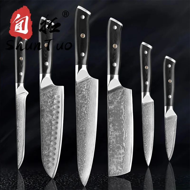 

Professional Japanese Santoku Sushi Cleaver Utility Paring Chef VG10 damascus stainless steel knife set kitchen