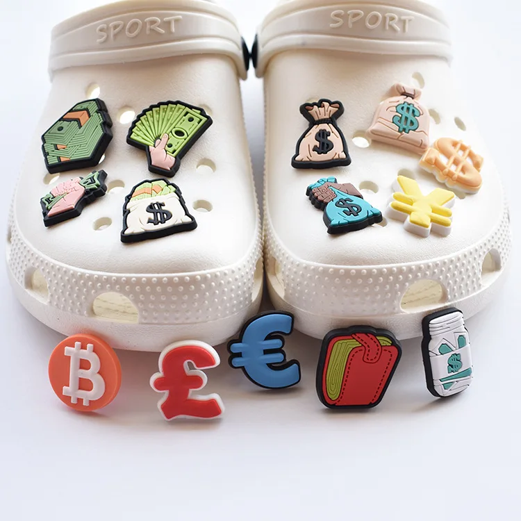 

Hot selling custom crocodile cartoon pvc detachable money kids clogs shoes charm, As picture/custom