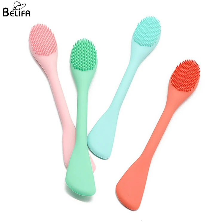 

Cosmetic beauty tools double-ended silicone diy facial clay mud mask stirrer brush applicator for face cleansing mask brush