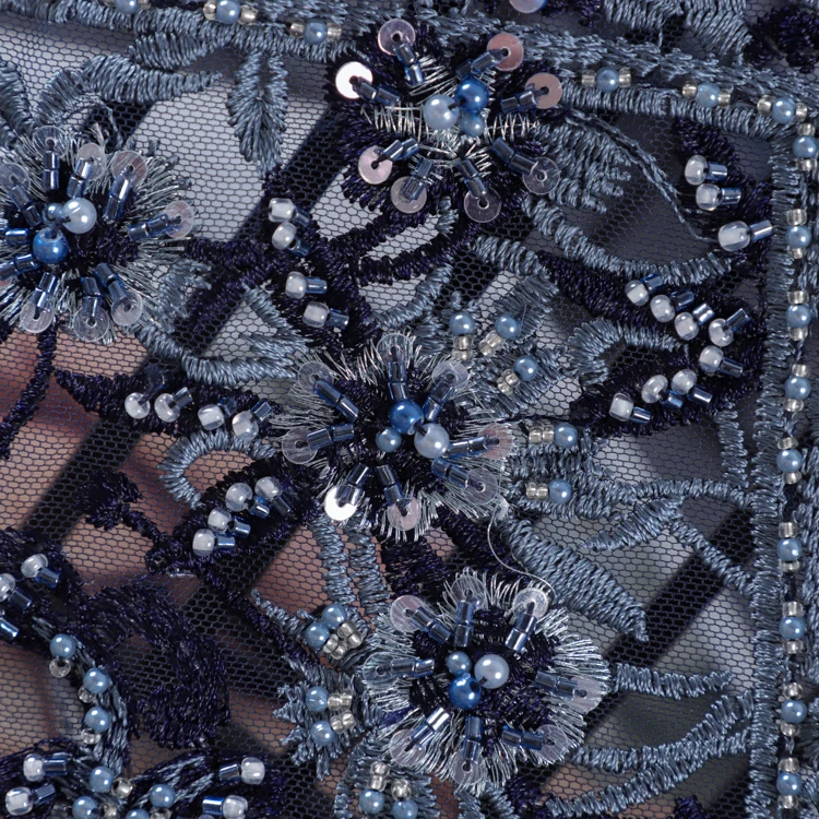 

HO250 Hotsale Hand Cut Lace Emerald Fabric For Wedding Party Beaded Lace Fabric