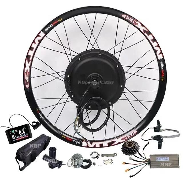 UK USA Stock Cheap Electric Bike Kit 48/52/72V Brushless Gearless Dc Hub Motor MTX Rim 2000W Ebike Conversion Kit with 7S