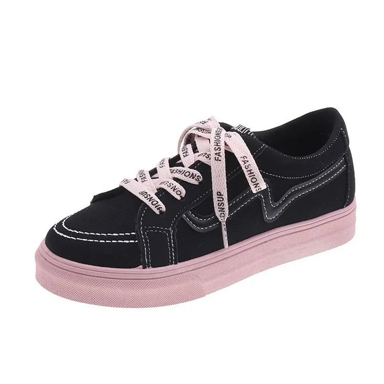 

Factory Price Comfortable Lady Casual Sport Black White Canvas Shoes Women