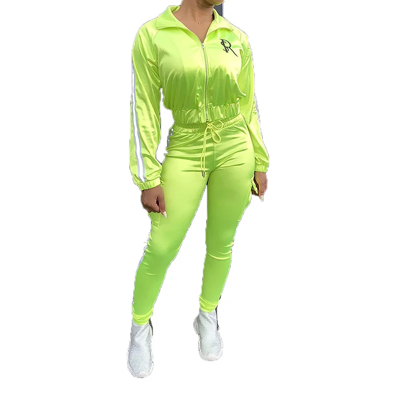 fashion reflective stripe sportswear training tracksuits for women