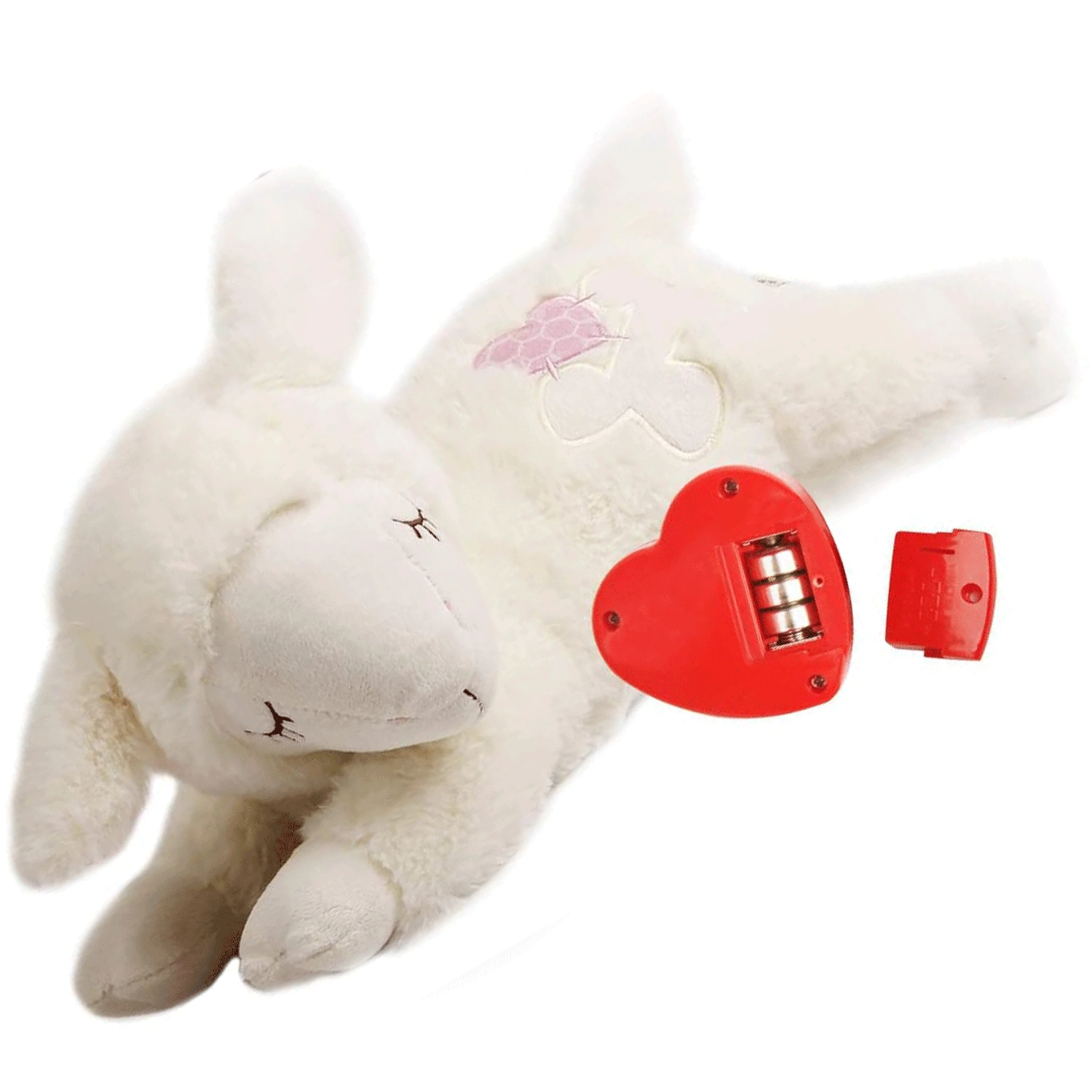 

B04 Manufactuer custom mom heart stuffed animals dogs fill toys warm up heartbeat plush dog toy with heartbeat for small pet, White