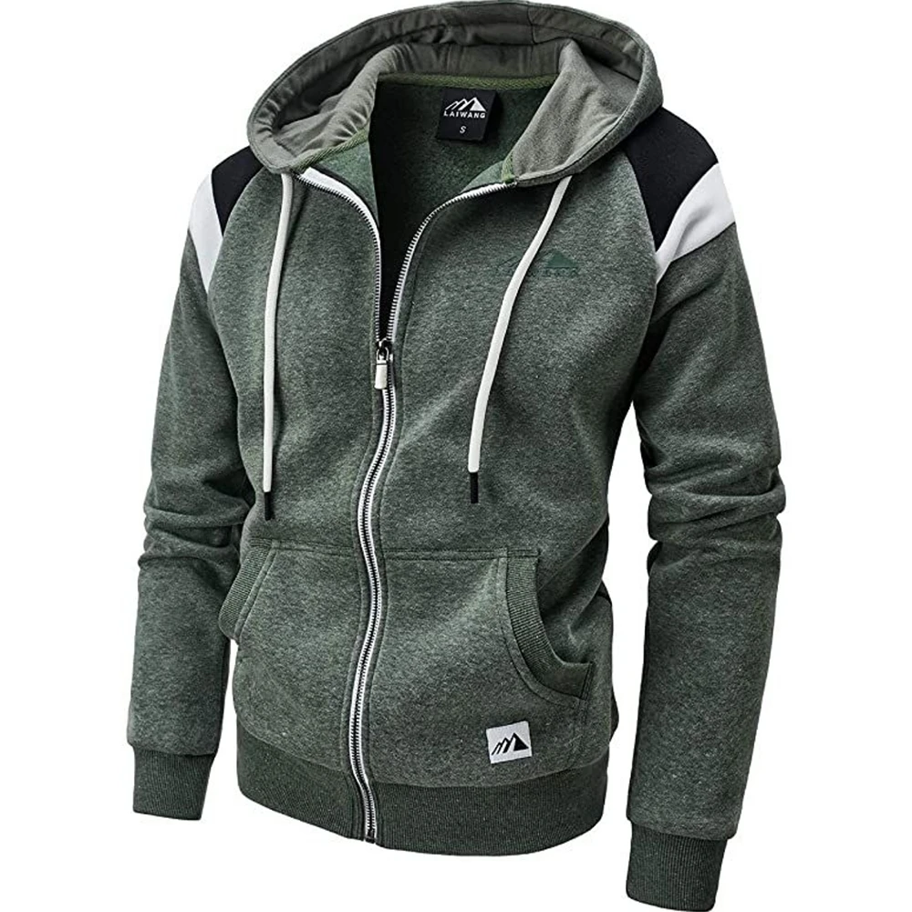 

Factory custom wholesale men's hoodie hoodie zipper kangaroo pocket solid color hoodie