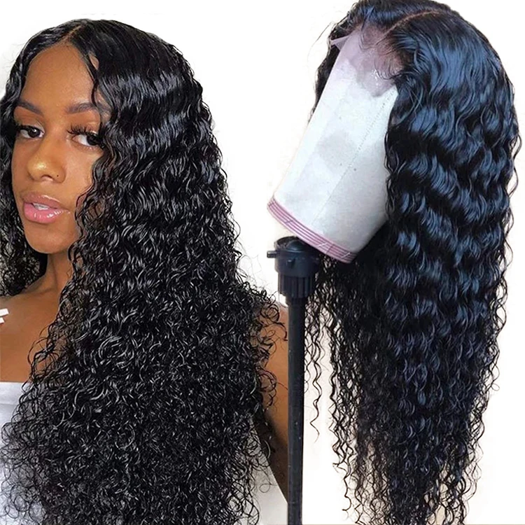 

Wholesale cheap glueless virgin remy brazilian wigs for black women deep wave T part lace front wigs human hair extension wig