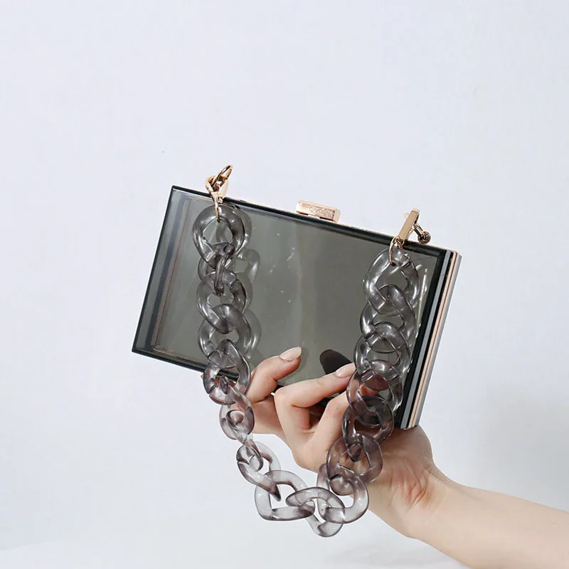 

2022 Women Crossbody Handbag Square Transparent Bag for Party Clear Acrylic Clutches Purses Cosmetic Bags, White,pink, black