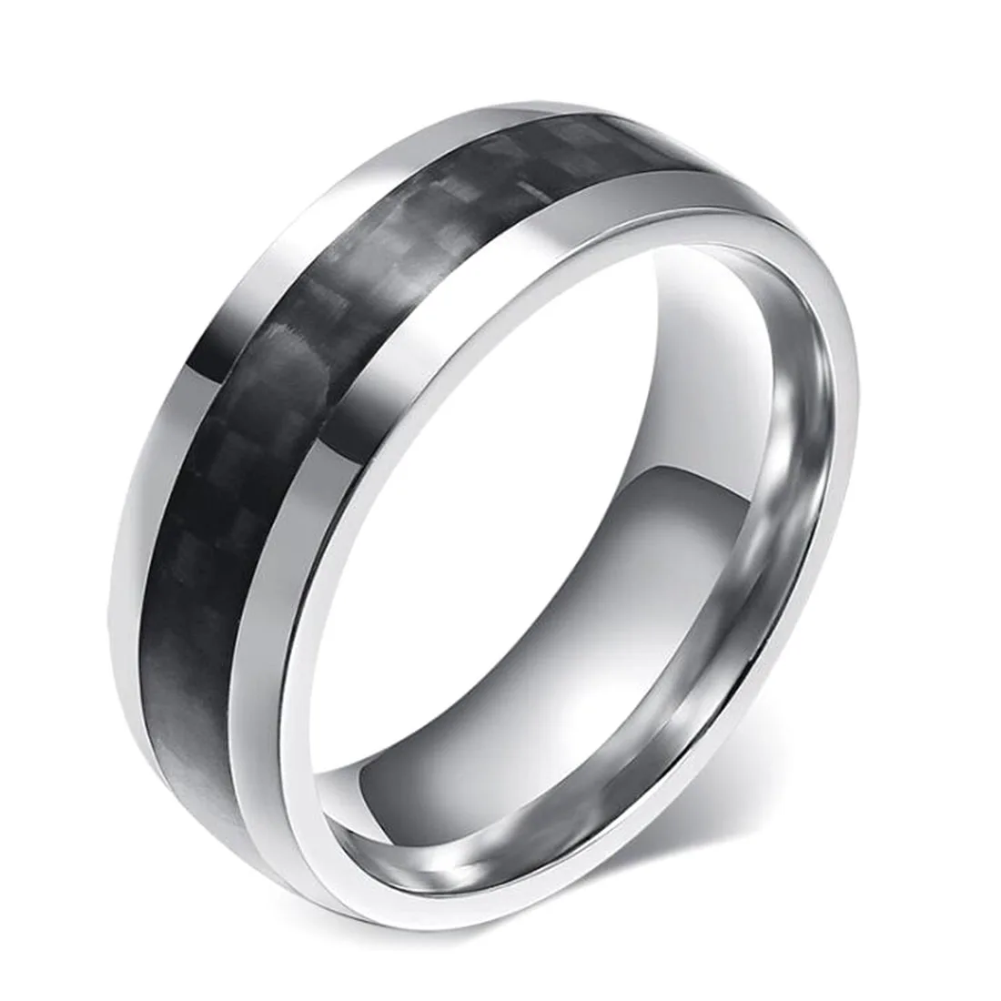 

RGJSF00007 Mens Classic Carbon Fiber Band Wedding Ring Surgical Steel Engagement Rings Wholesale, Black
