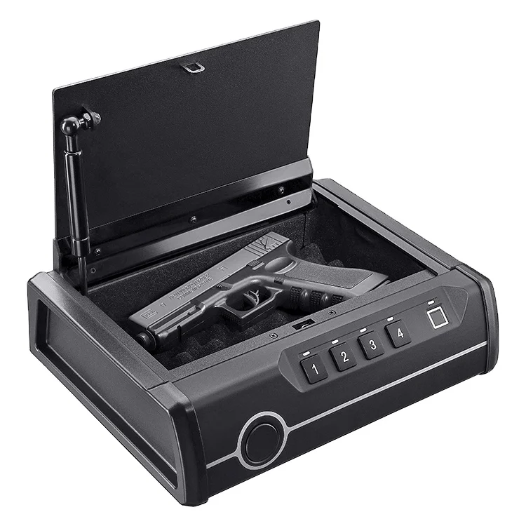 
Hand gun safe Safewell P2EF hand gun portable key electronic safe fingerprint hand gun safe Box  (1600065863404)